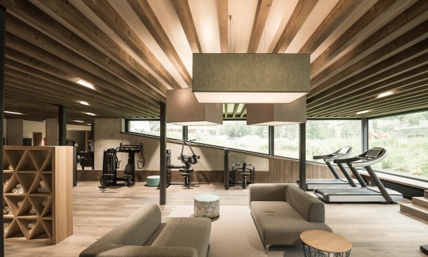 Our gym at Feuerstein. Various pieces of equipment can be seen; a view of the room
