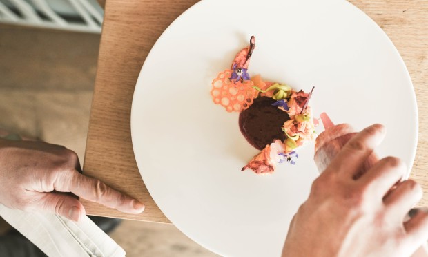 A gourmet dish from the ‘World Tour’ menu. It consists of fish.