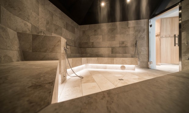 Interior view of a sauna