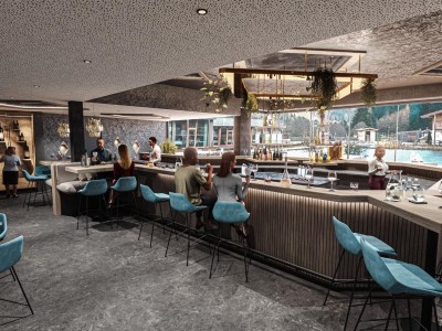 Rendering del nuovo bar – attualmente in costruzione.