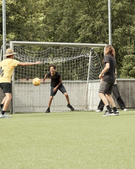 5 children playing football