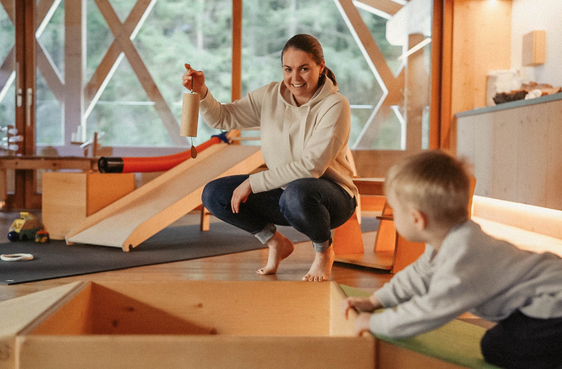 Montessori Programme with wooden toys and specialist Saskia Wedel