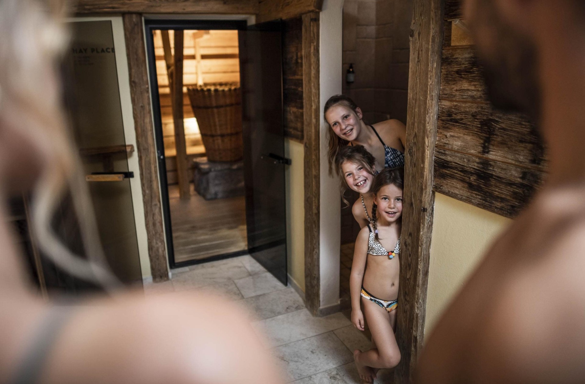 sauna family Wellness with children at the Feuerstein Spa Hotel in South Tyrol