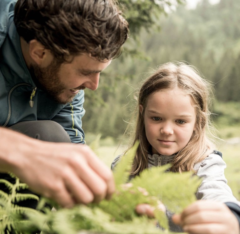 Exploring nature at the Feuerstein Farm at the Feuerstein family hotel in South Tyrol