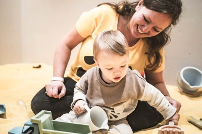 Child care playing with children
