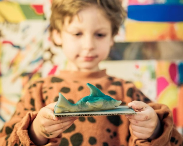 Child makes little shark