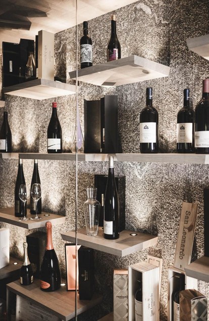 Wine selection at the Feuerstein family hotel in South Tyrol